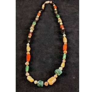 Vintage Natural Colorful‎ Gemstone Necklace 28”